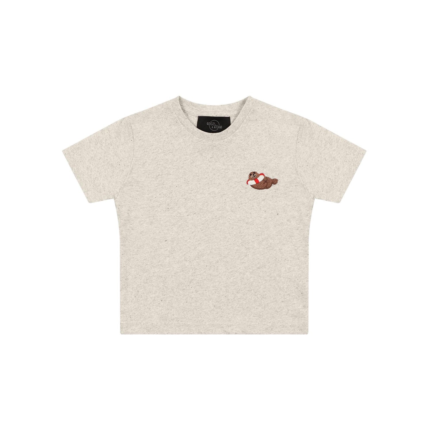 KIDS ZEEHOND T-SHIRT - GESPIKKELD BEIGE