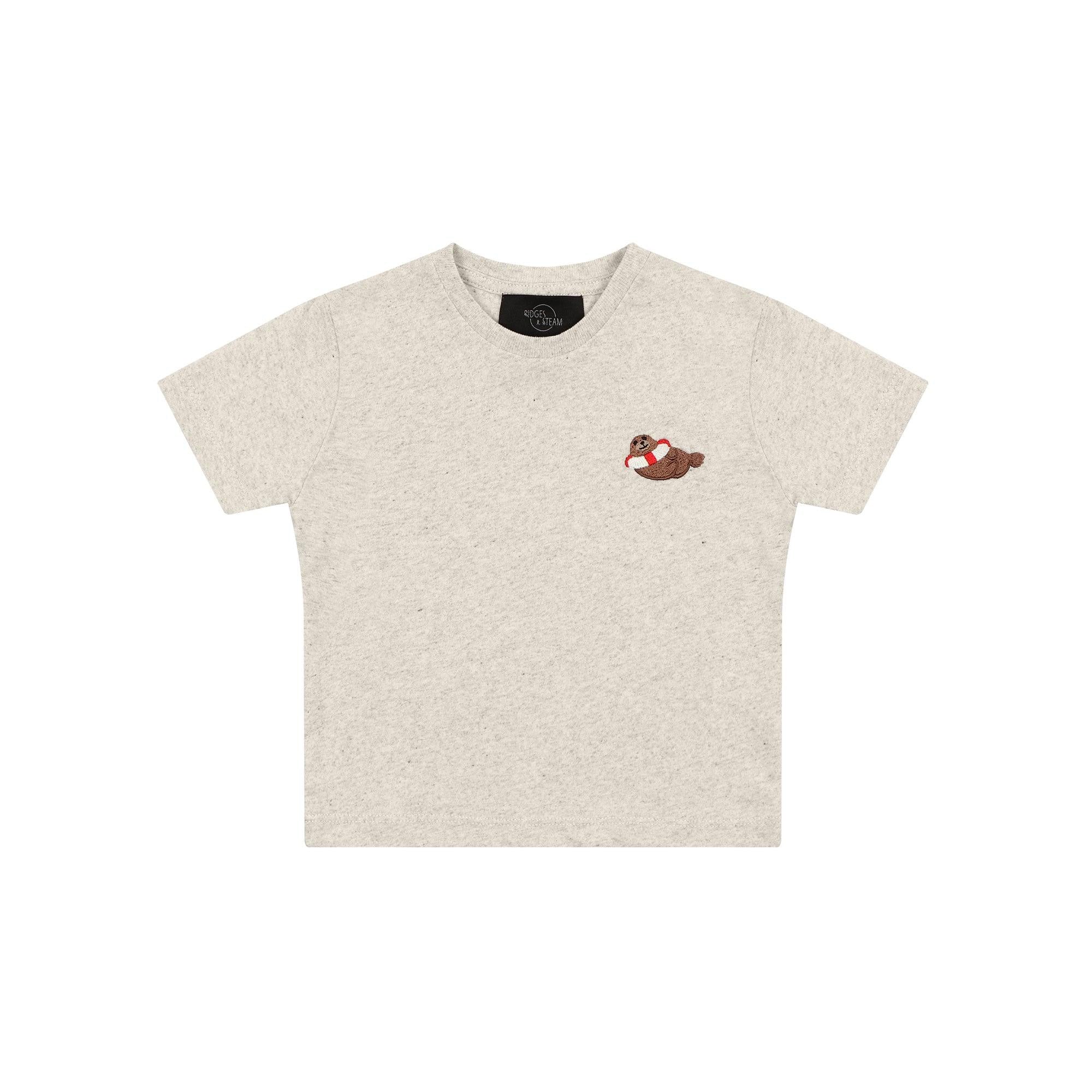KIDS ZEEHOND T-SHIRT - GESPIKKELD BEIGE