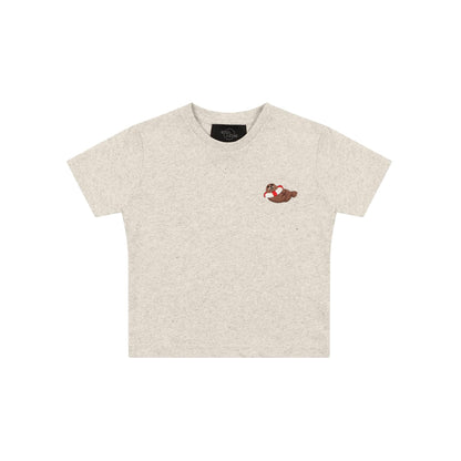 KIDS ZEEHOND T-SHIRT - GESPIKKELD BEIGE