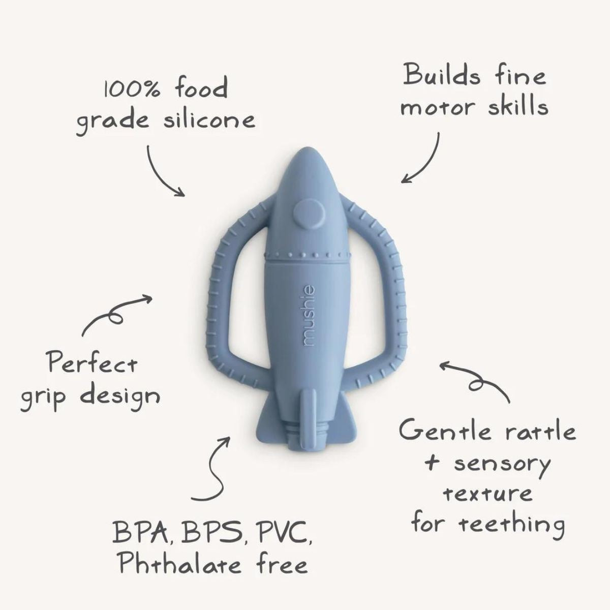 Rocket rattle teether