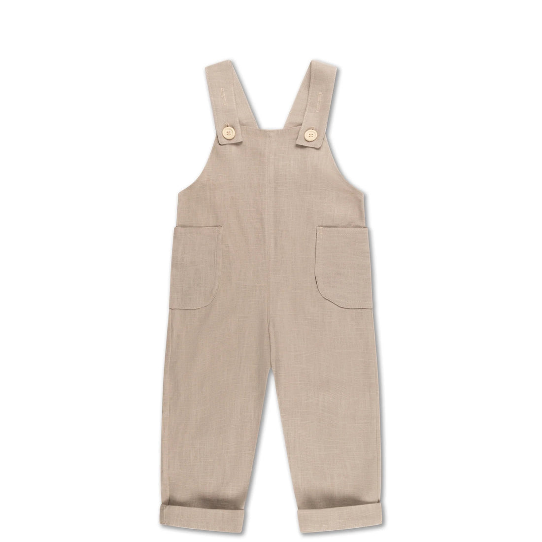 The Sam - Beige Linen Dungarees