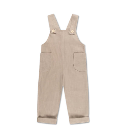The Sam - Beige Linen Dungarees