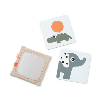 baby contrast card holder - deer friends - sand