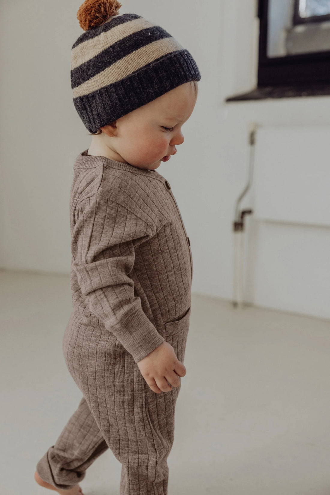 Wool Rib Playsuit - Sand LAATSTE 12-18m