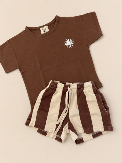 little terry SHORTS brown stripes