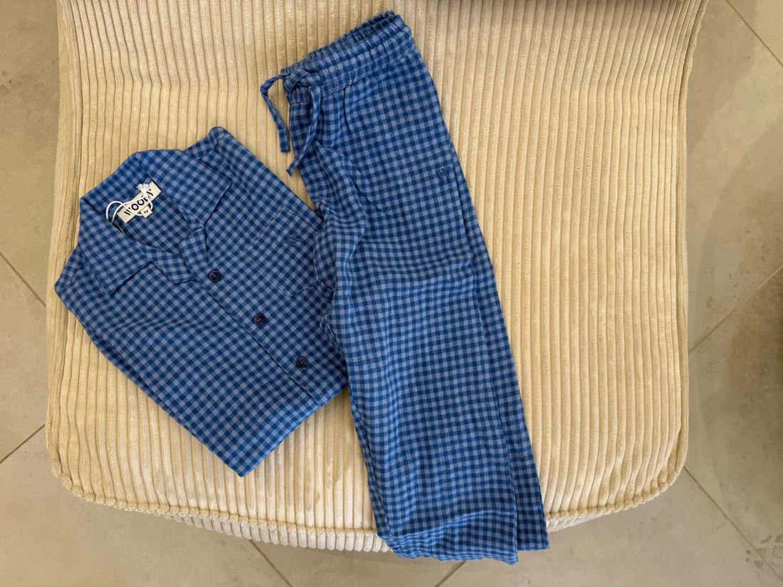 Jongens Pyjama - blauw ruitjes