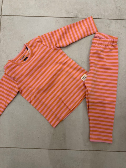 Pyjama roze-oranje streep
