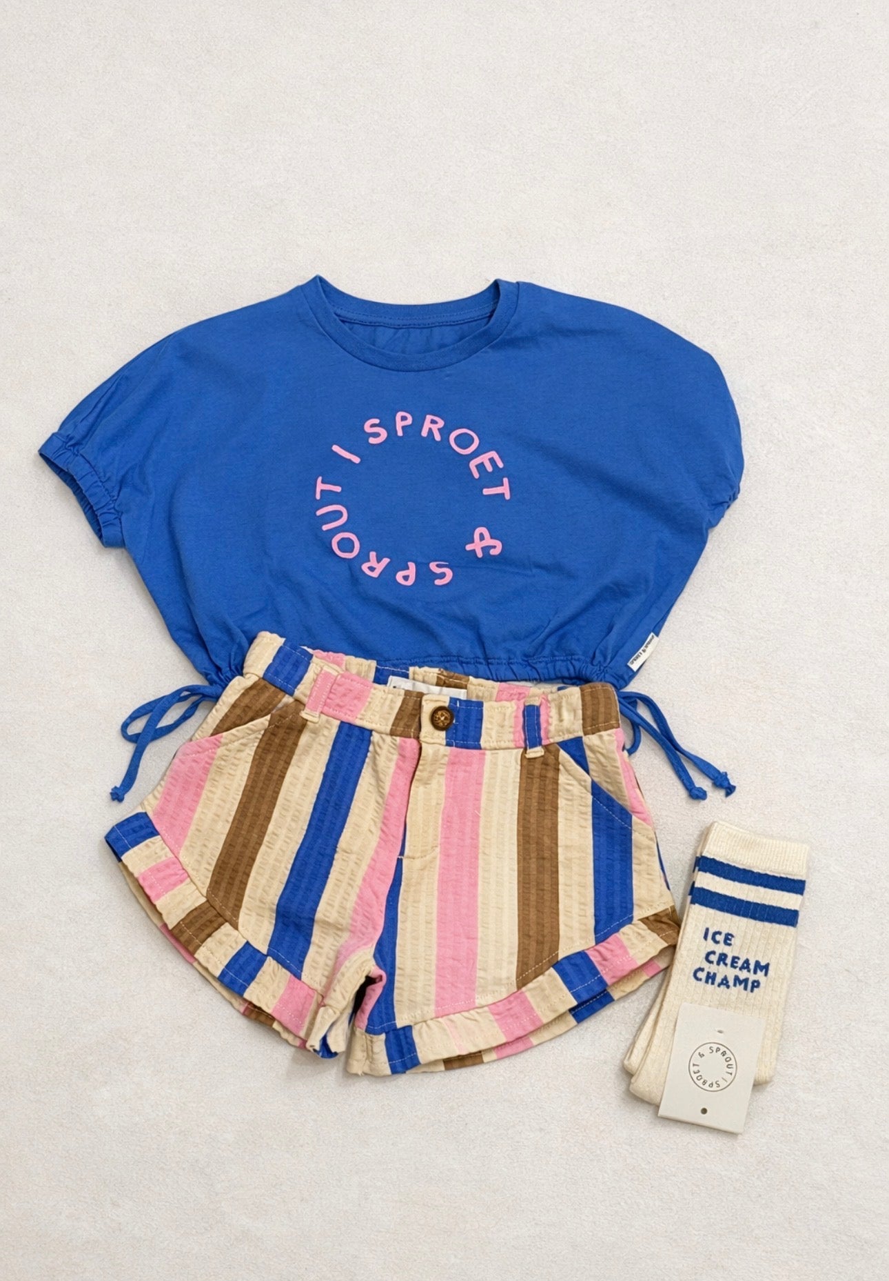 RUFFLE SHORT MULTI COLOUR STRIPE
