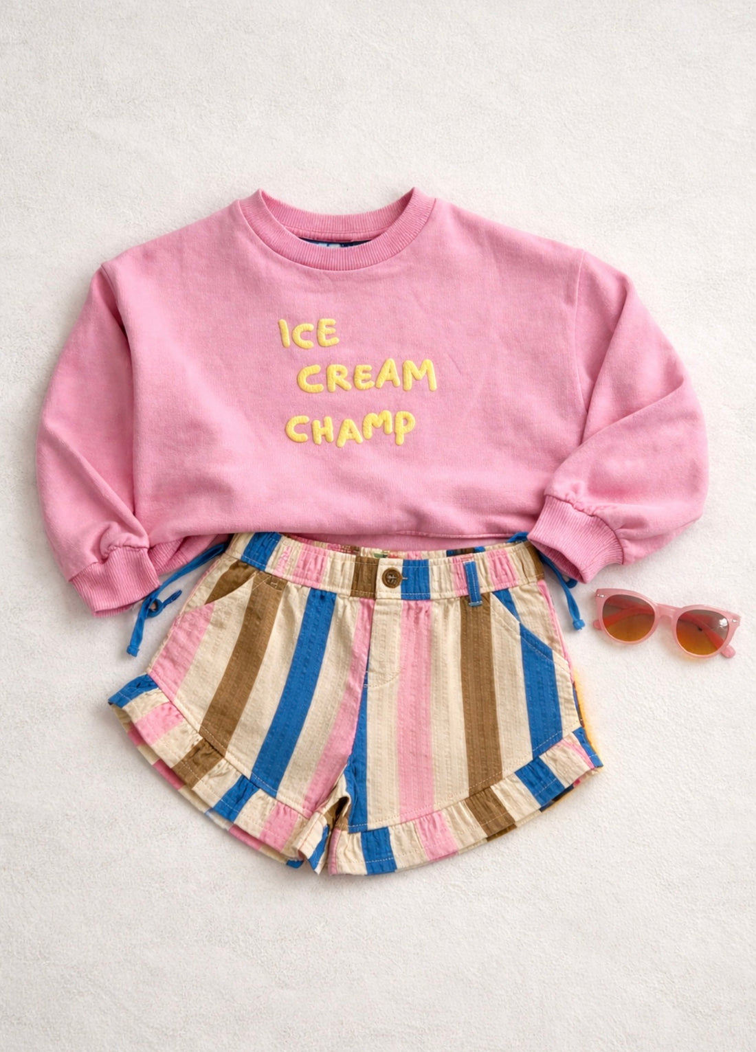 RUFFLE SHORT MULTI COLOUR STRIPE