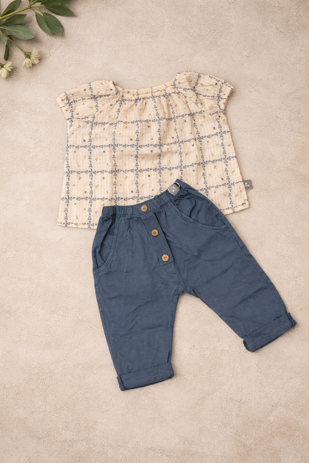 Blouse printed textured cotton