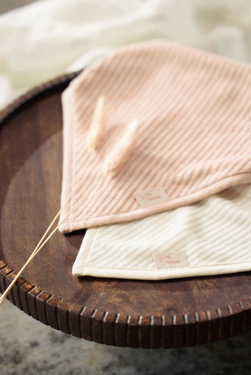 Jollein - Slab Bandana Velvet Rib - Wild Rose/Ivory - 2 Stuks