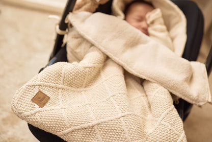 Jollein - Voetenzak groep 0+ 3/5 punts Check Knit - Oatmeal
