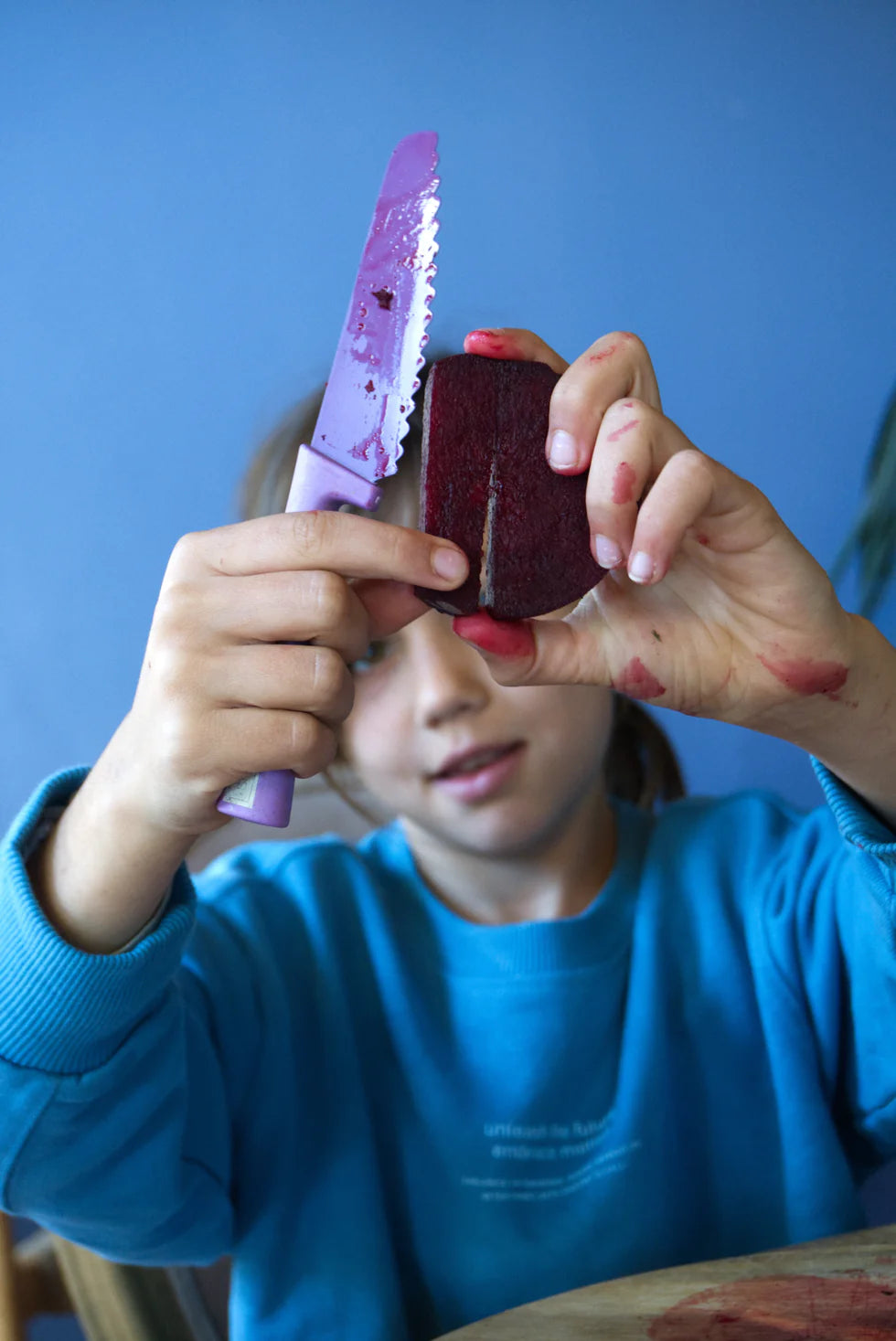 KLYV Classic Kinderkeukenmes – Aqua 💧🔪
