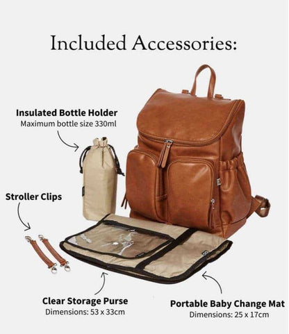 Tan Faux Leather Nappy Backpack