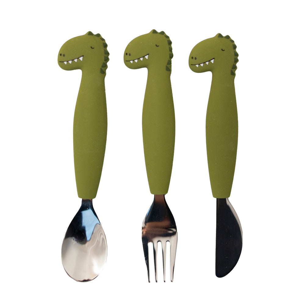 Siliconen bestekset 3-pack - Mr. Dino