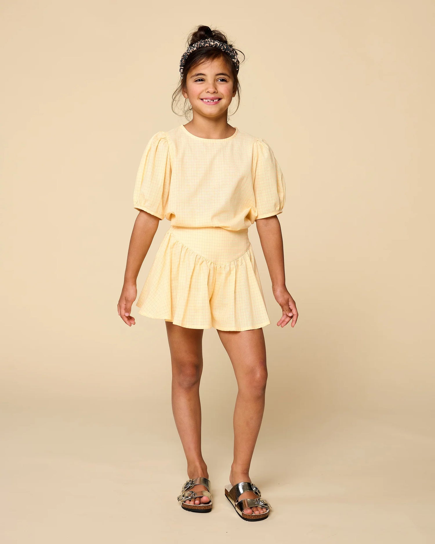 Romantic Short | Check Butter Yellow