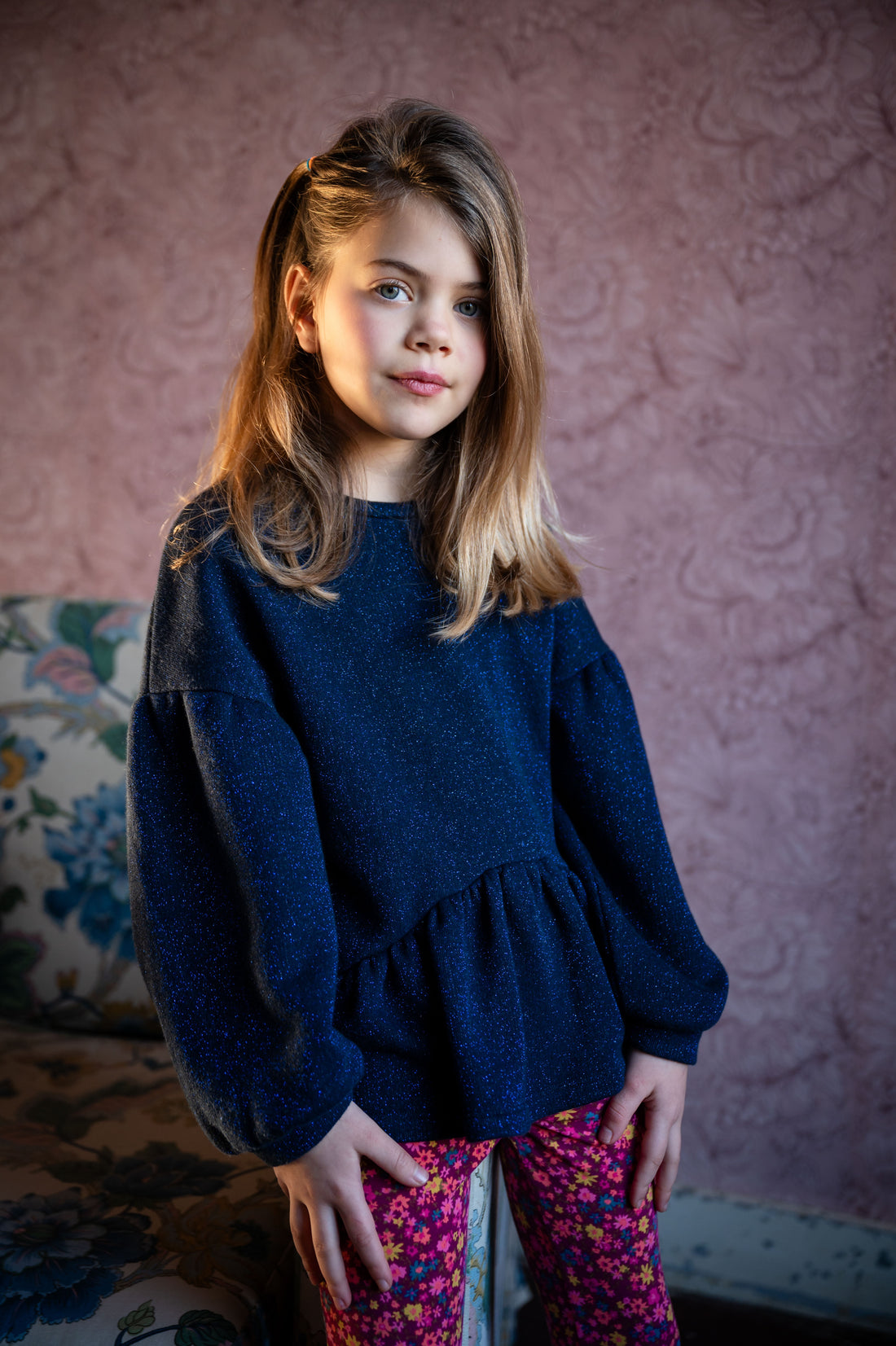 Ruffle Sweater - Blue Lurex