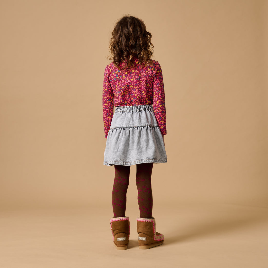 Jeans Ruffle Skirt  - Washed Light Grey