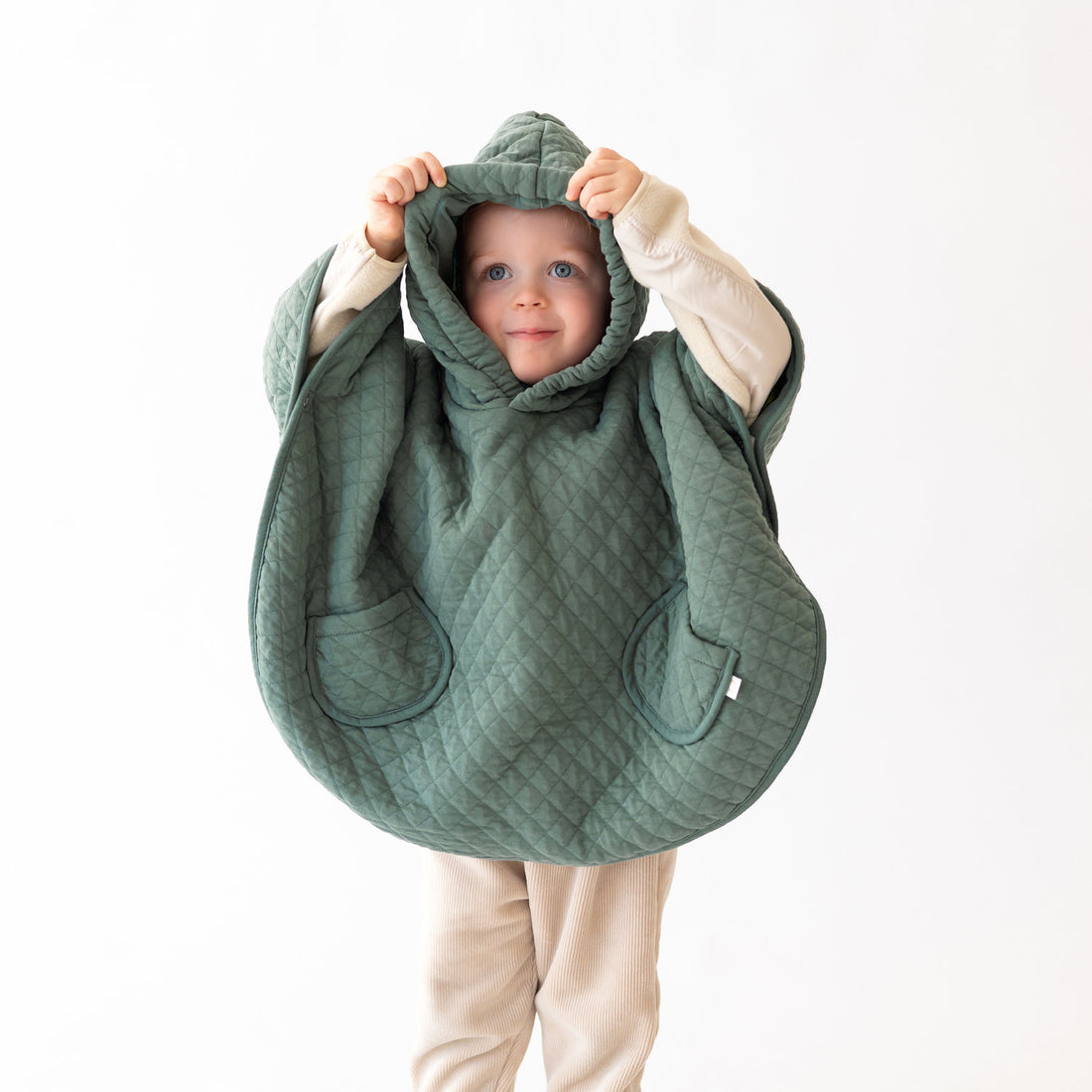 REISPONCHO 9-36m green pady quilted + jersey