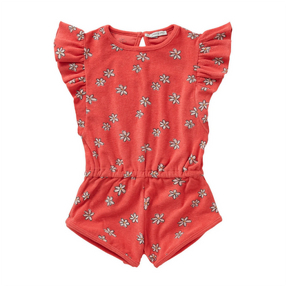 RUFFLE TERRY JUMPSUIT DAISIES PRINT
