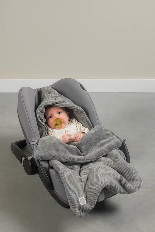 Jollein - Voetenzak groep 0+ 3/5 punts gordel Basic Knit - Stone Grey