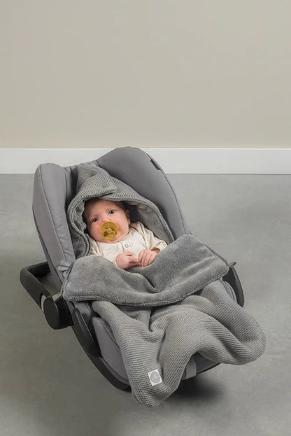 Jollein - Voetenzak groep 0+ 3/5 punts gordel Basic Knit - Stone Grey