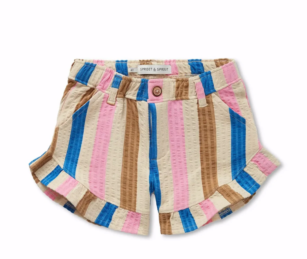 RUFFLE SHORT MULTI COLOUR STRIPE