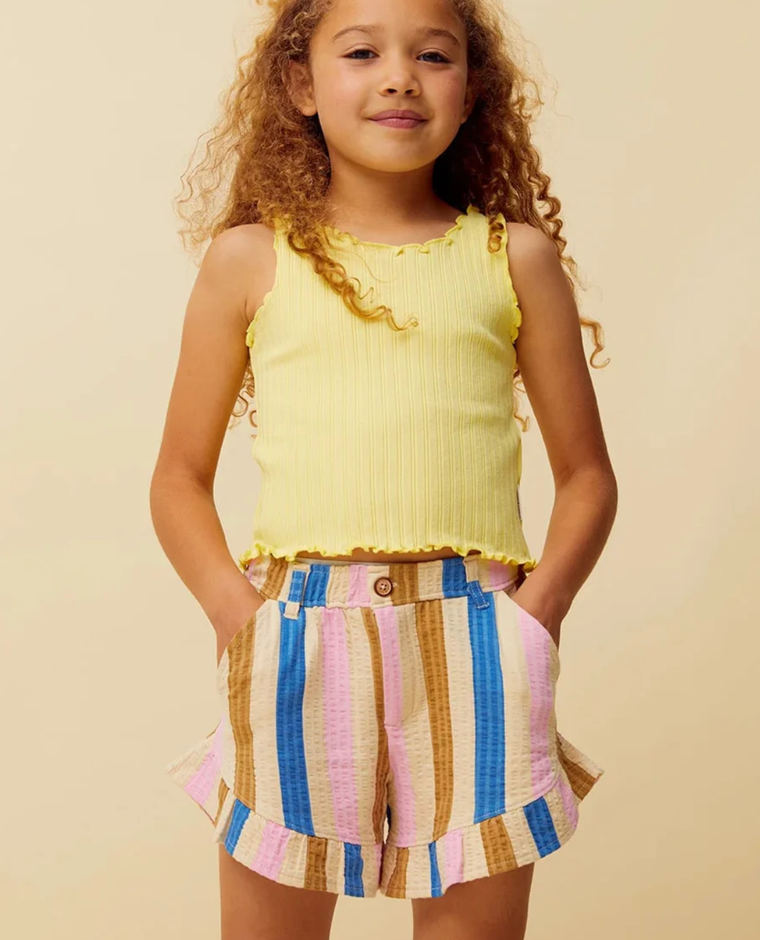 RUFFLE SHORT MULTI COLOUR STRIPE