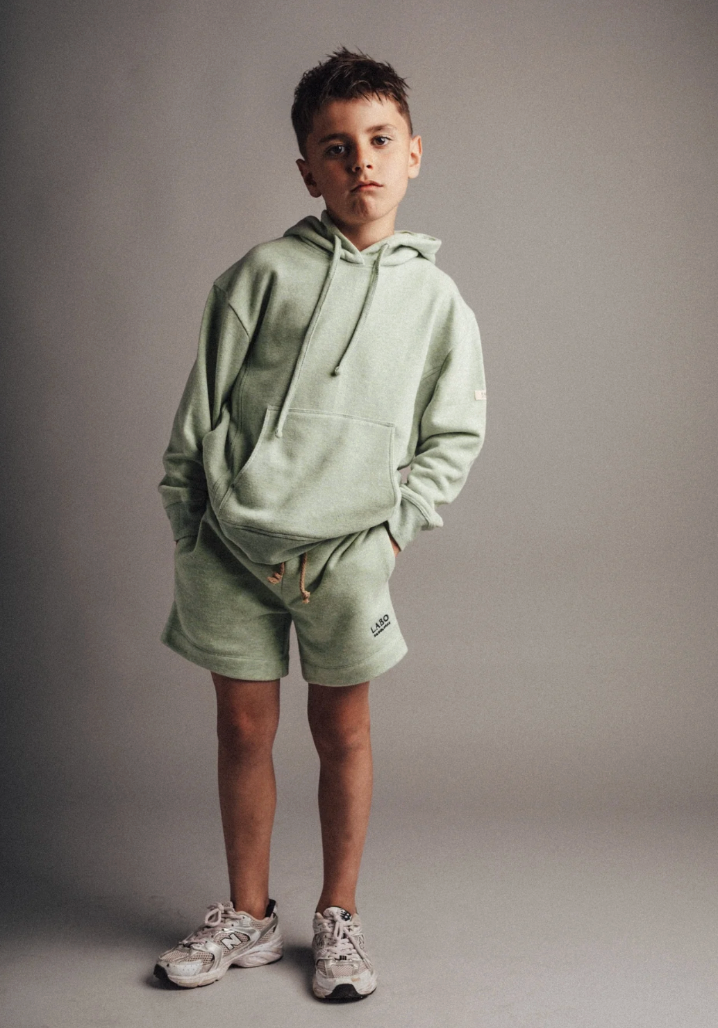 Labo - Lennon pants short - green menth melange