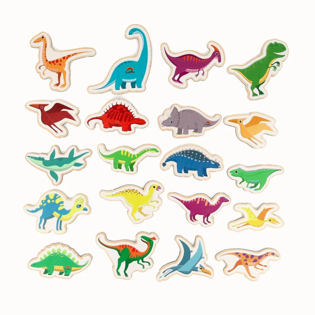 Tix &amp; Mix - Magnetisch houten set Dinosaurussen