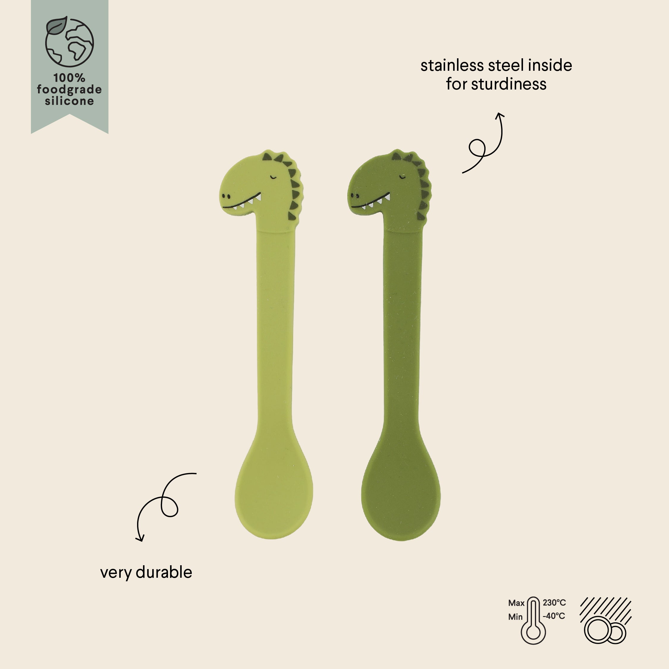 Siliconen lepel 2-pack - Mr. Dino