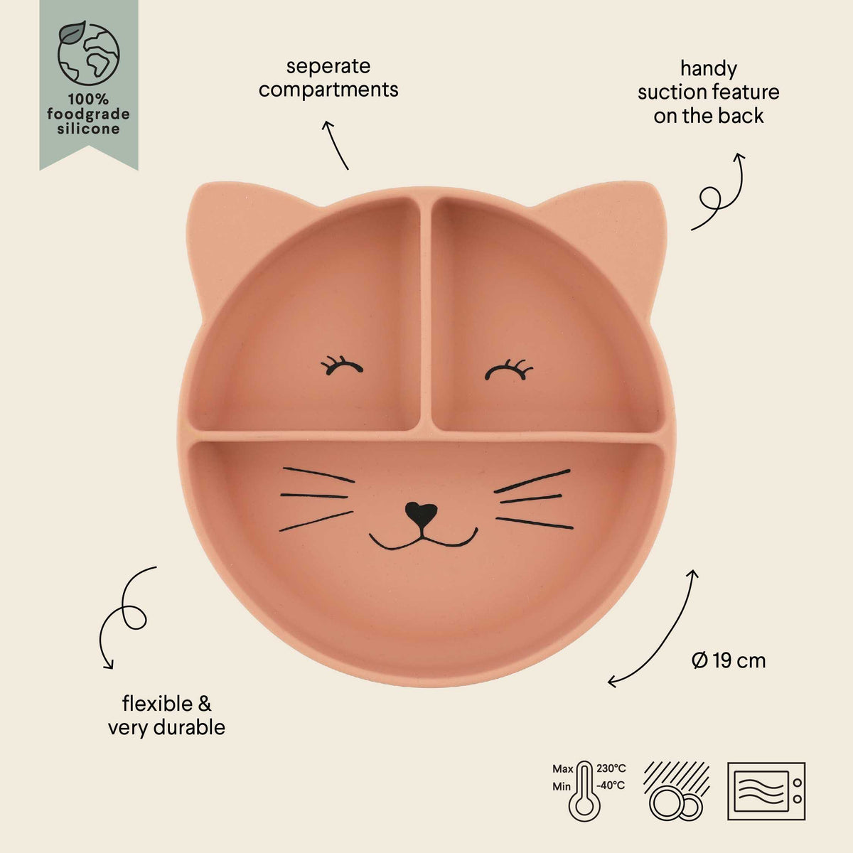 Siliconen verdeelde suction plate - Mrs. Cat