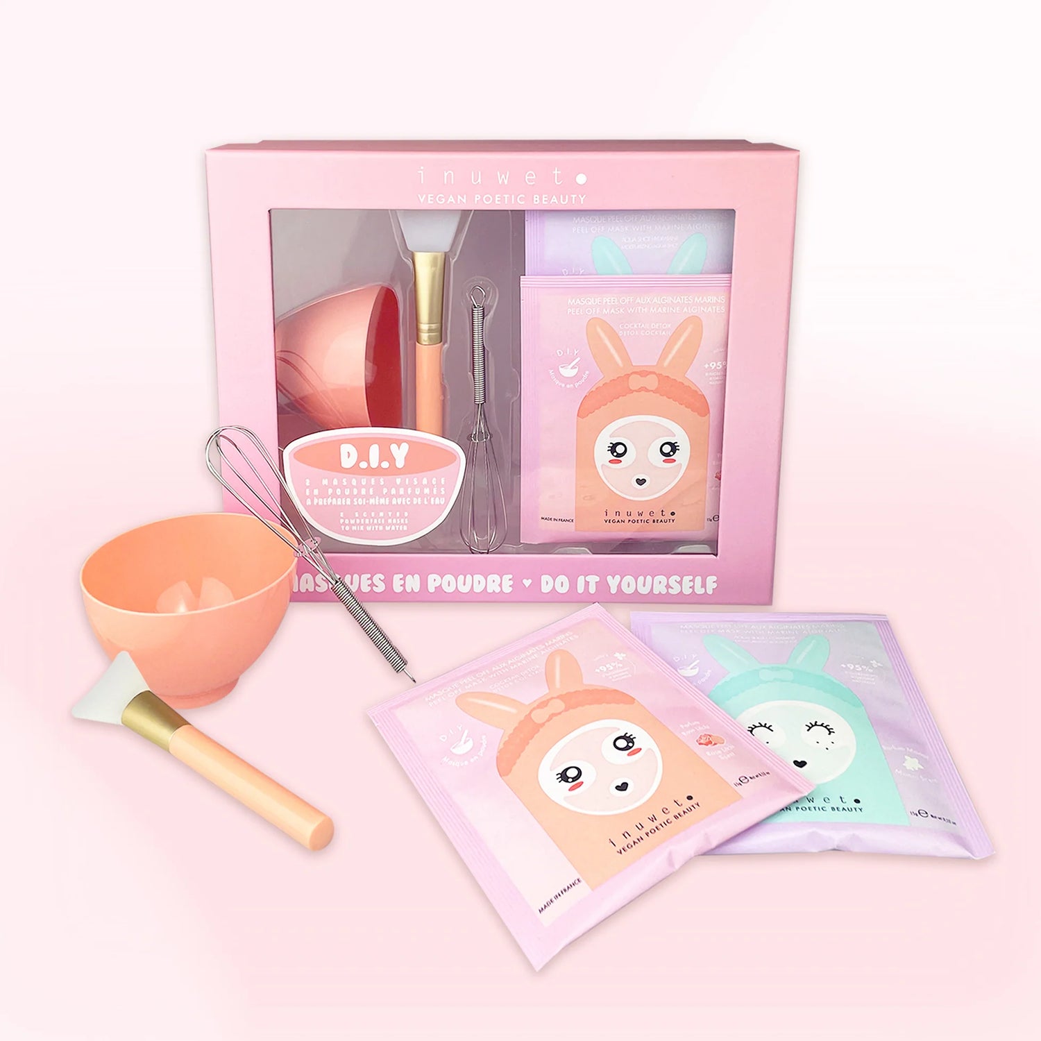 DIY-box met geparfumeerde peel-off maskers in poedervorm