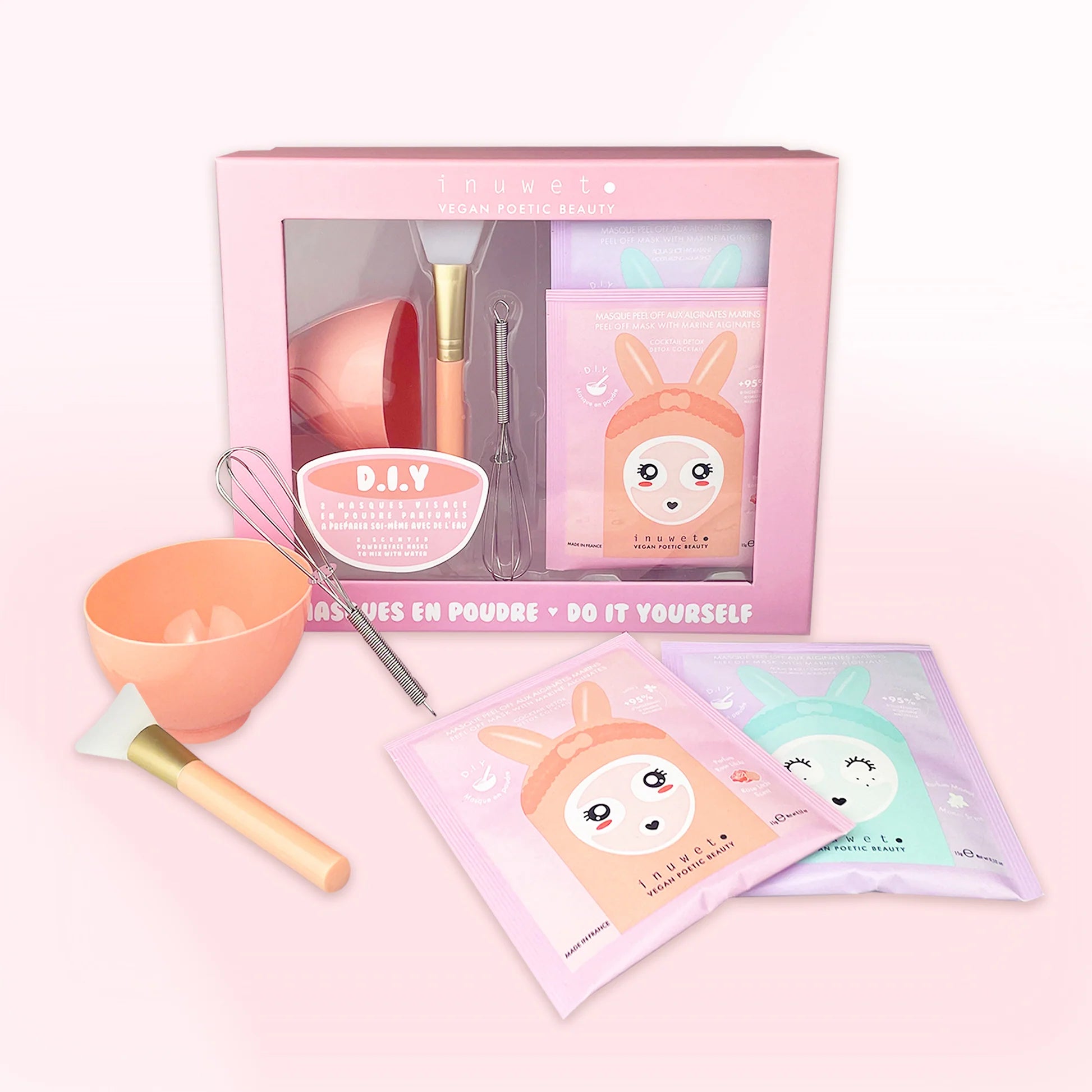 DIY-box met geparfumeerde peel-off maskers in poedervorm