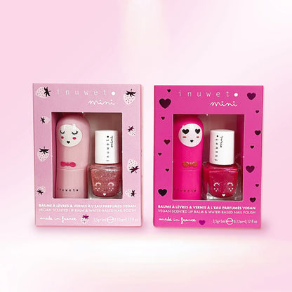 Duo lippenbalsem en nagellak op waterbasis – Kers en Aardbei