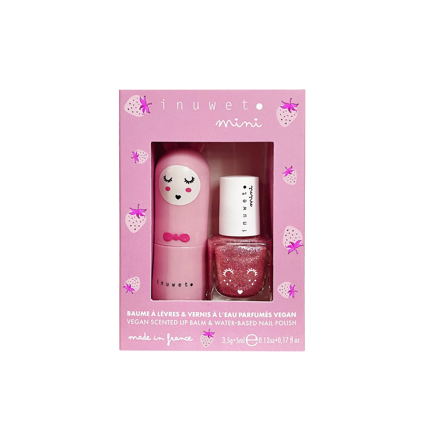 Duo lippenbalsem en nagellak op waterbasis –aardbei