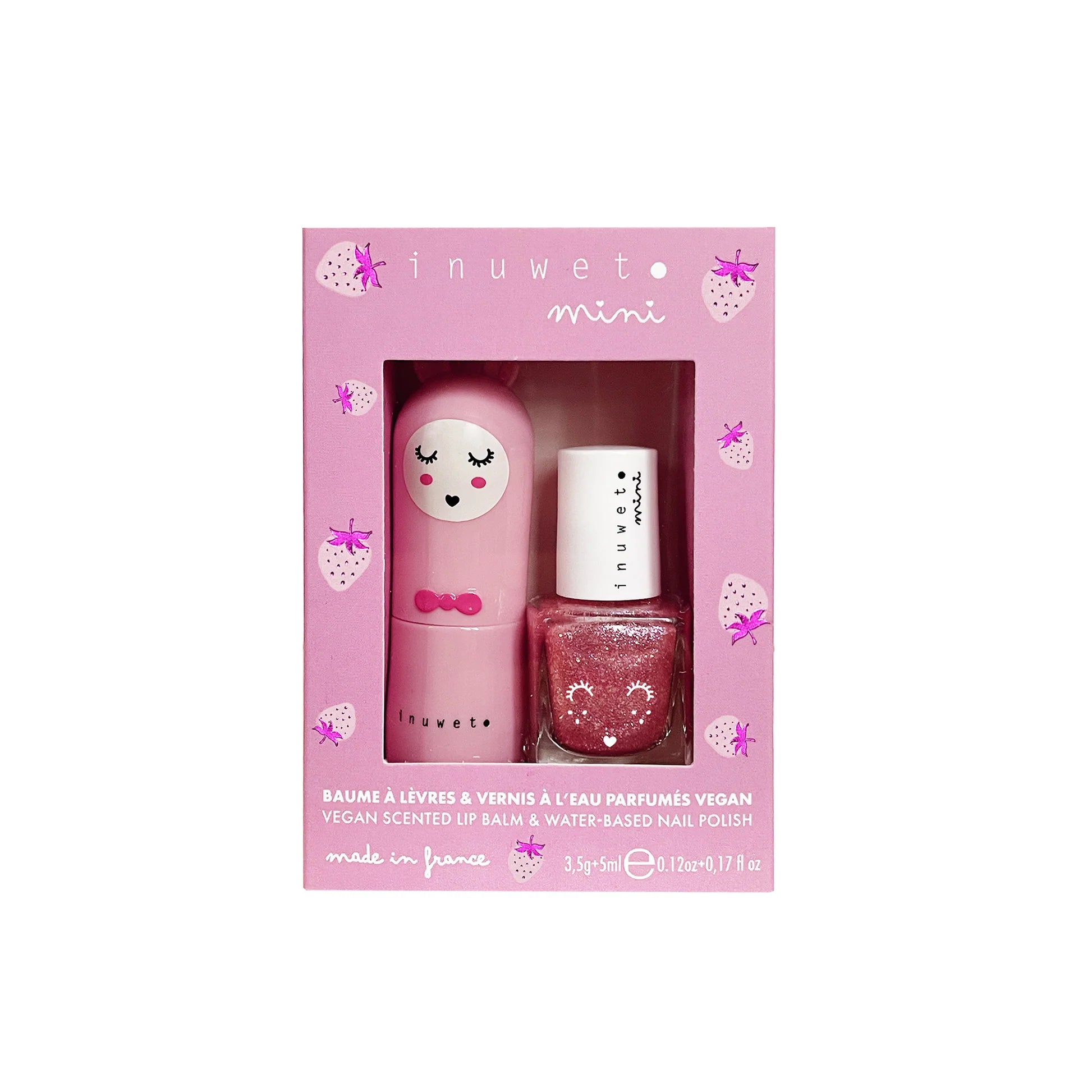 Duo lippenbalsem en nagellak op waterbasis –aardbei