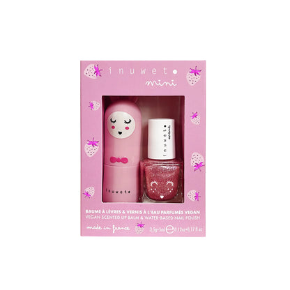 Duo lippenbalsem en nagellak op waterbasis –aardbei