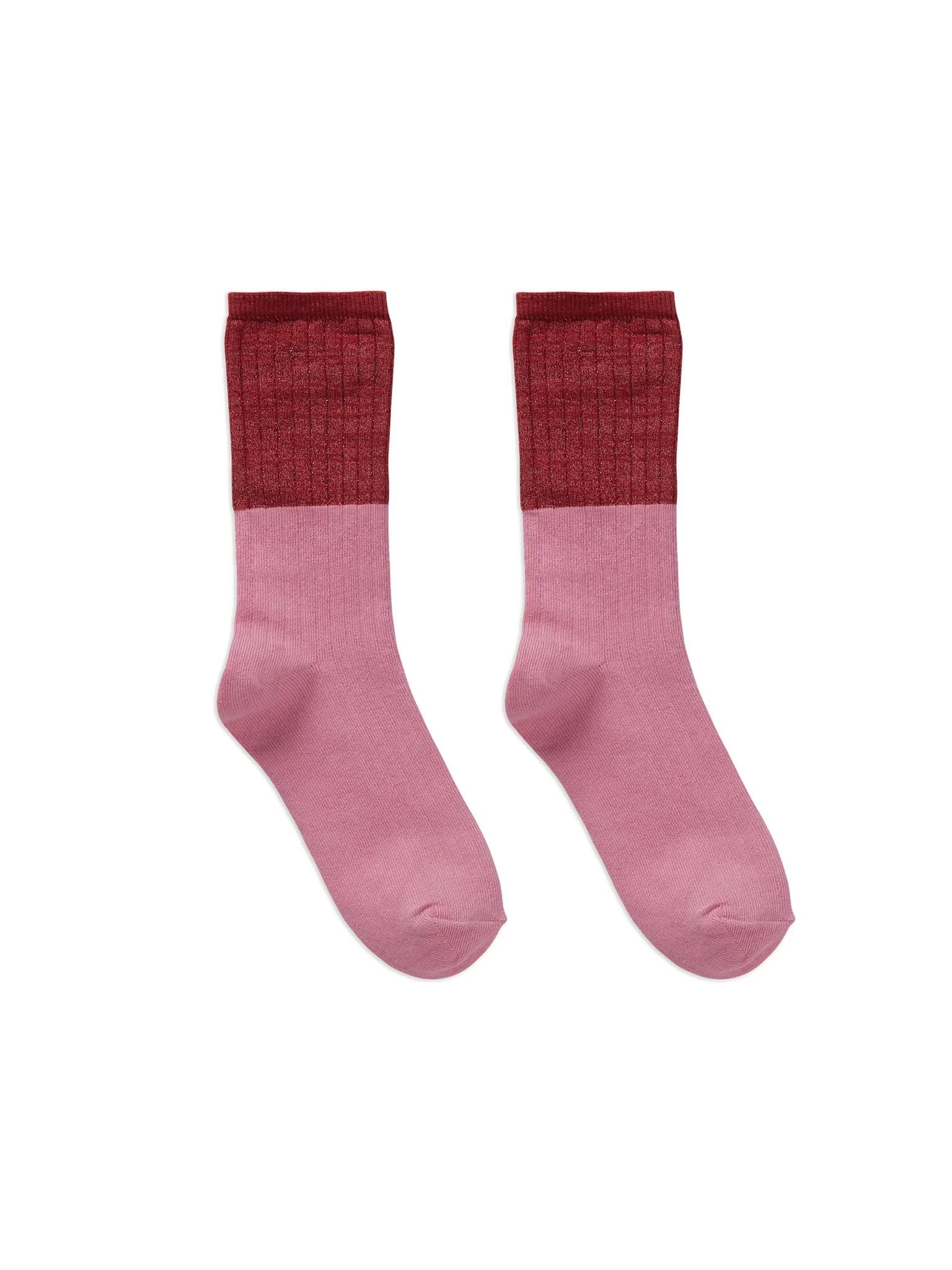 Sokken - roze en rood met glitter