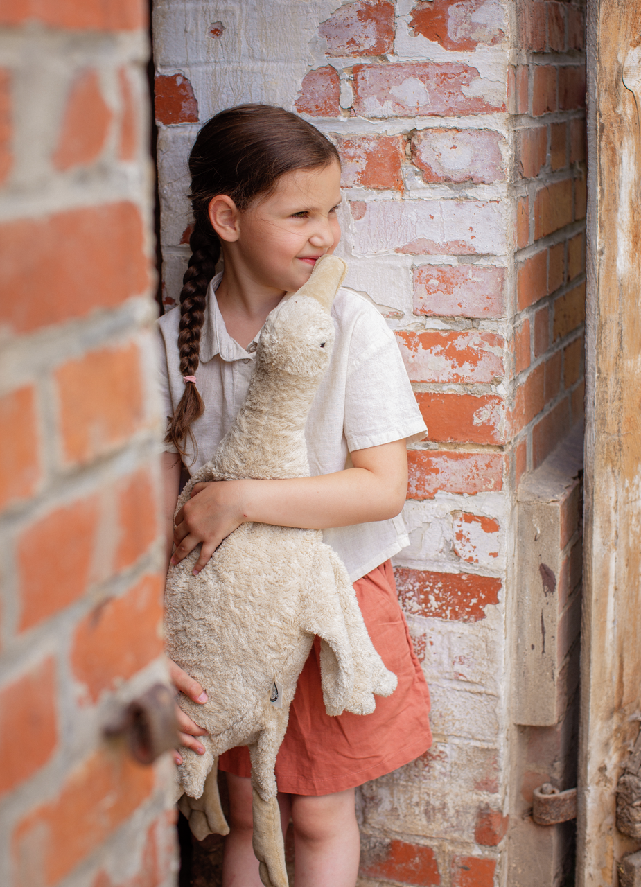 Knuffeldier - warmtekussen Gans Groot | linnen beige