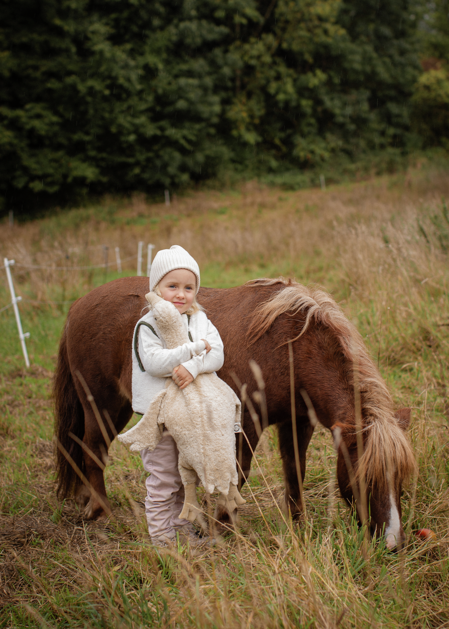 Knuffeldier - warmtekussen Gans Groot | linnen beige