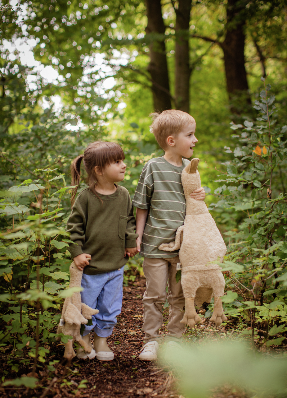 Knuffeldier - warmtekussen Gans Groot | linnen beige