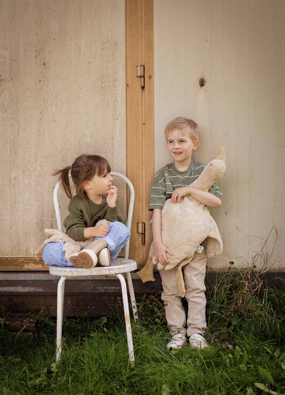Knuffeldier - warmtekussen Gans Groot | linnen beige