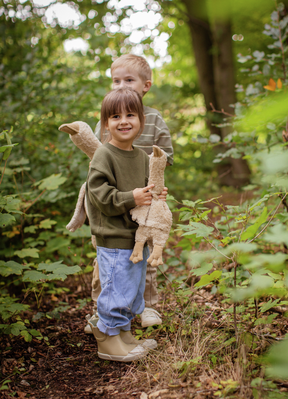 Knuffeldier - warmtekussen Gans klein | linnen beige