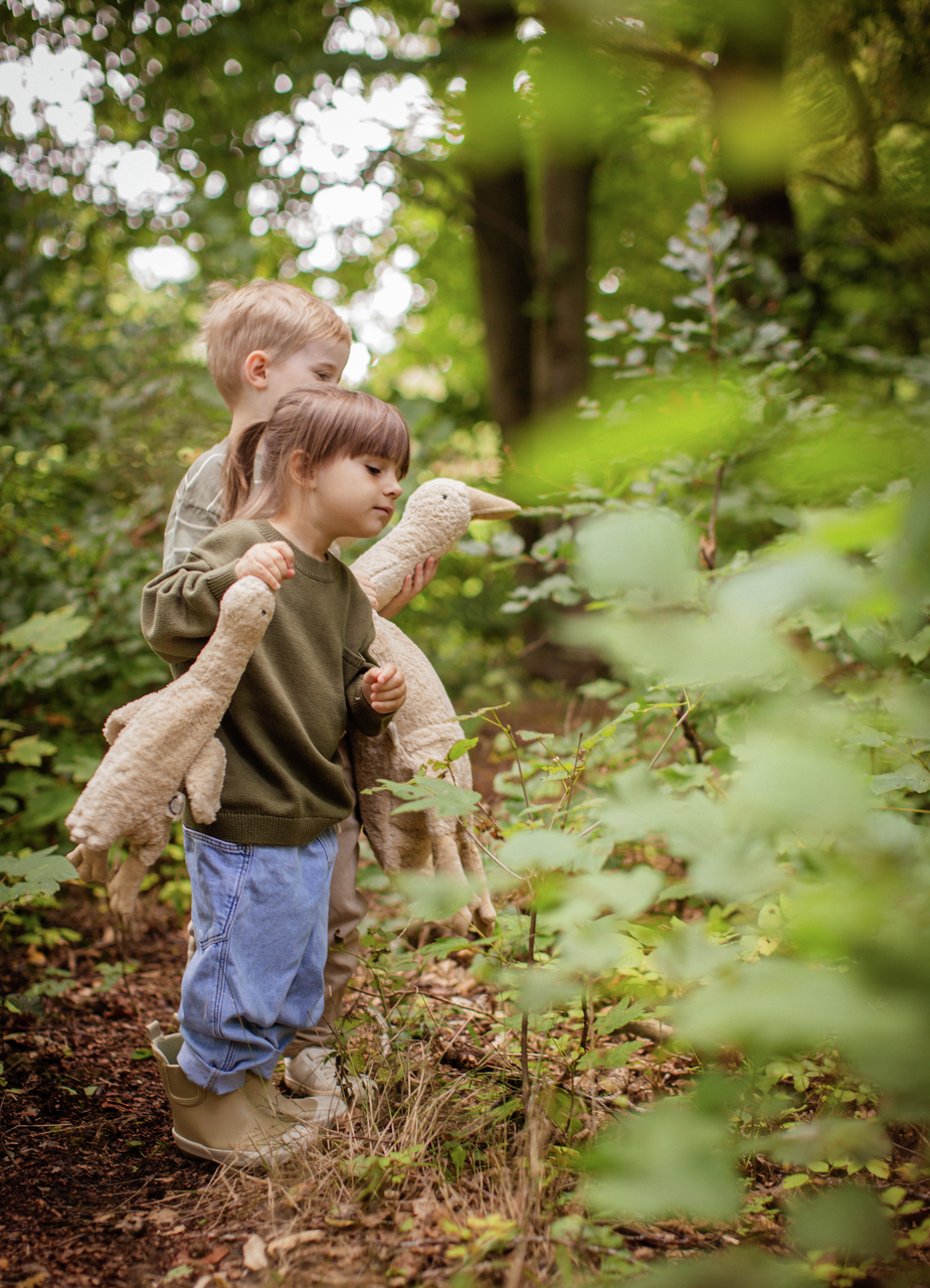 Knuffeldier - warmtekussen Gans klein | linnen beige