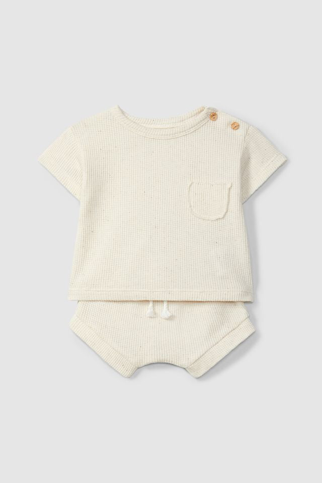 Set t-shirt + baby shorts cream