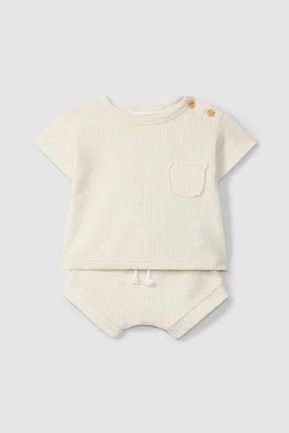 Set t-shirt + baby shorts cream