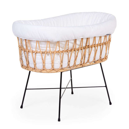 RATTAN WIEG + MATRAS EN HOES