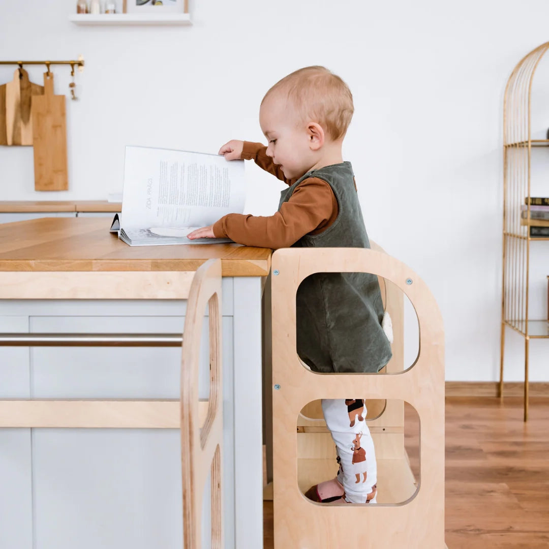 Verstelbare leertoren STEP UP - naturel hout