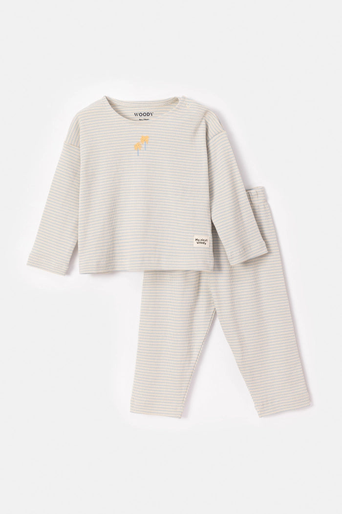 Meerkleurige pyjama van ribkatoen